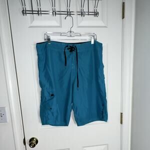 O'Neill Men's Board Shorts Blue Drawstring Back Pocket Size 36 Solid Swim